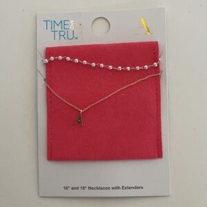 NWT Time and Tru Gold Necklace with Minimalist Pendant INITIAL A